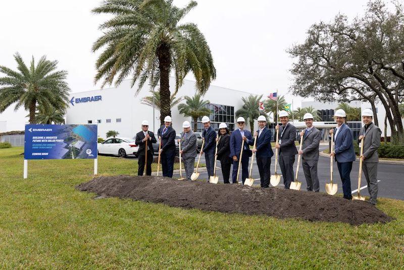 groundbreaking at embraer melbourne solar project
