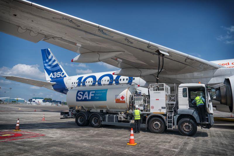 SAF truck and an A350-1000
