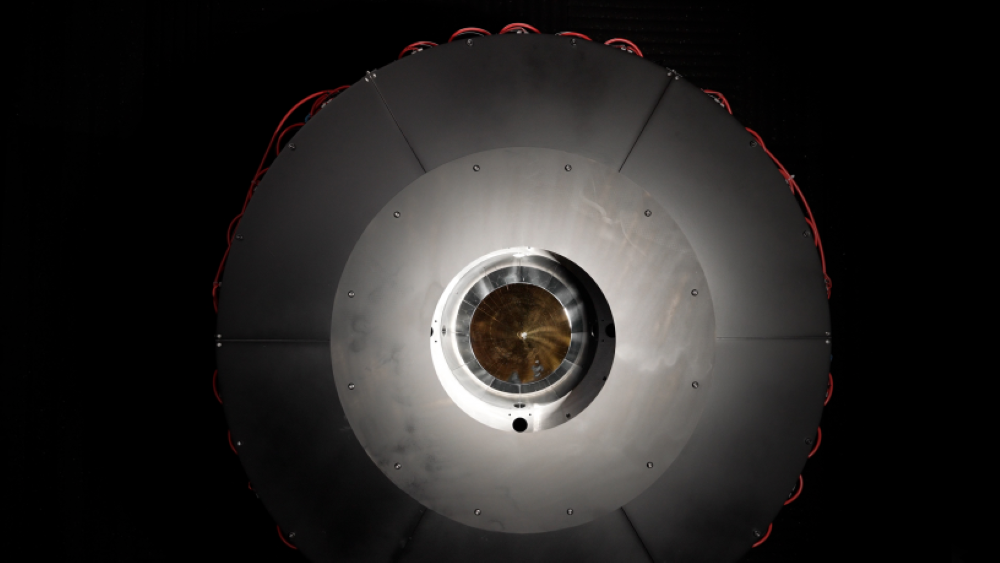 : The compact aperture for the demo allowed very little laser light to escape, says DARPA Credit: DARPA